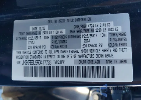 2024 Mazda Cx-5 2.5 S Select from USA, damaged, VIN JM3KFBBL9R0417728